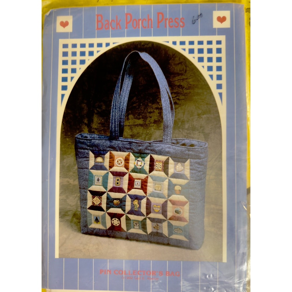 Pin Collectors Bag Sewing Pattern By Back Porch‎ Press 1992 Quilt Tote Bag